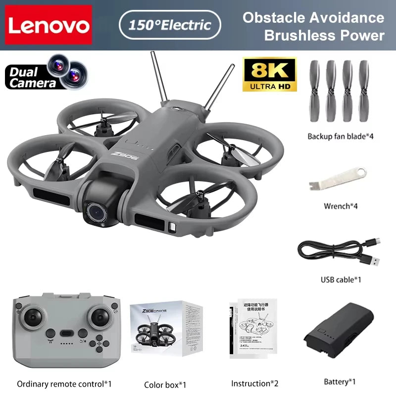 Lenovo New Z906 Mini Drone Big Screen Remote Electric Adjust 8K Camera 3-Side Obstacle Avoidance Brushless Power Folding Drone