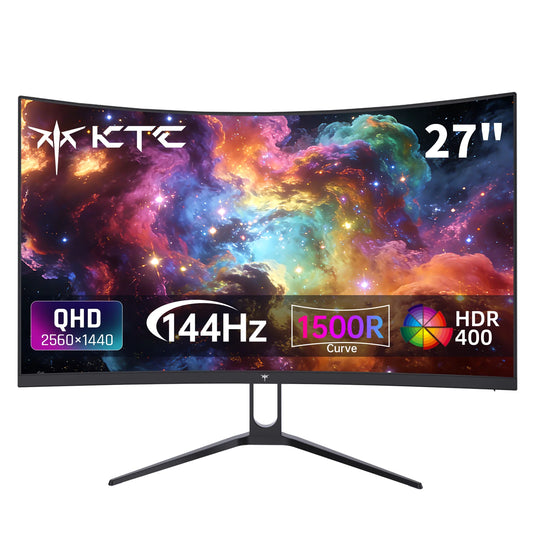 KTC H27S5C 27" Curved Gaming Monitor, 1440P QHD 144Hz 120Hz Monitor 1500R HVA Panel, HDR400, Adaptive Sync, 400nits