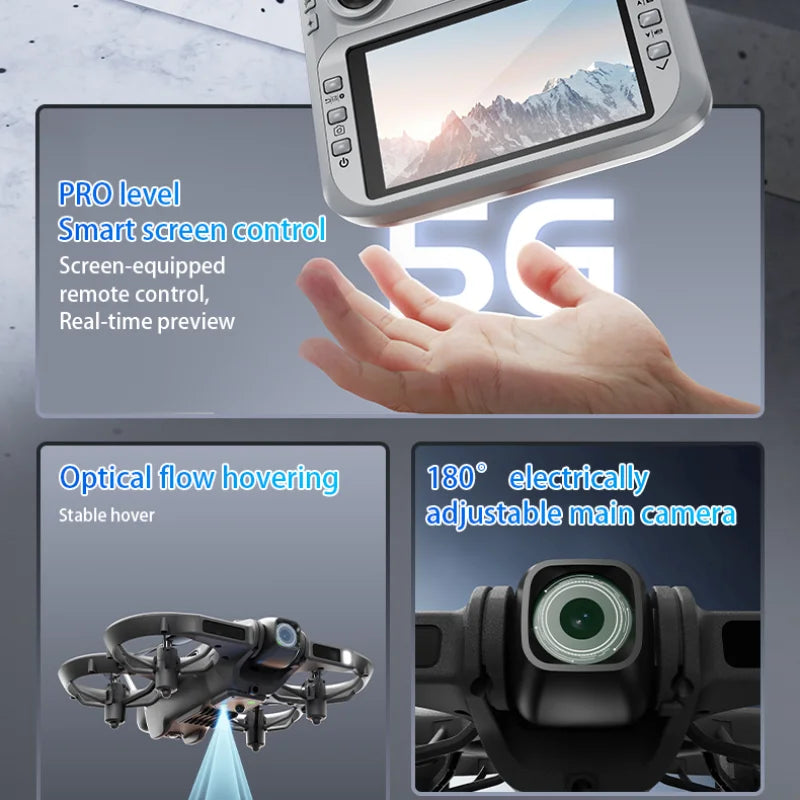 Lenovo New Z906 Mini Drone Big Screen Remote Electric Adjust 8K Camera 3-Side Obstacle Avoidance Brushless Power Folding Drone