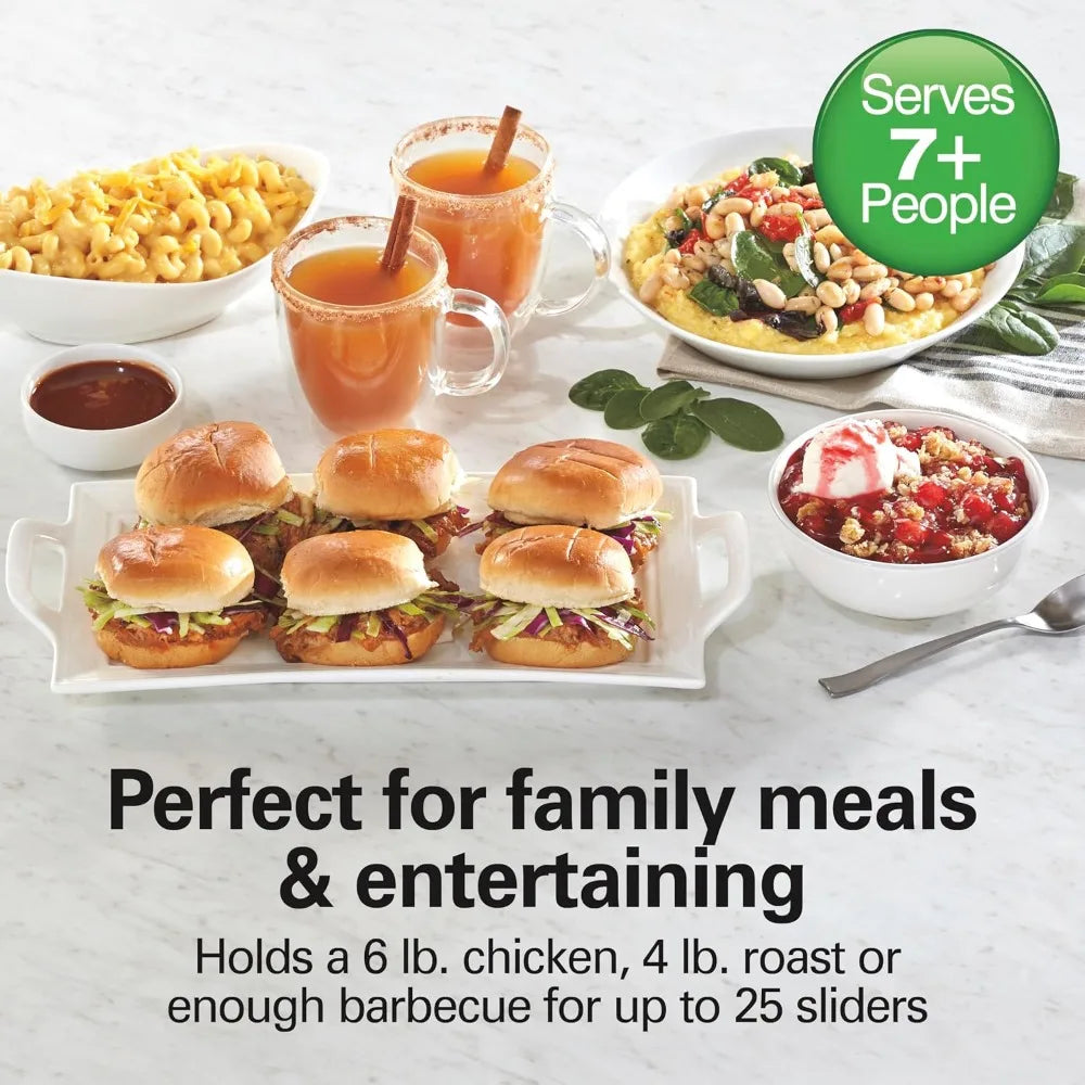 6 Quart Slow Cooker, Folding Handles, 3 Heat Settings, Dishwasher Safe Crock