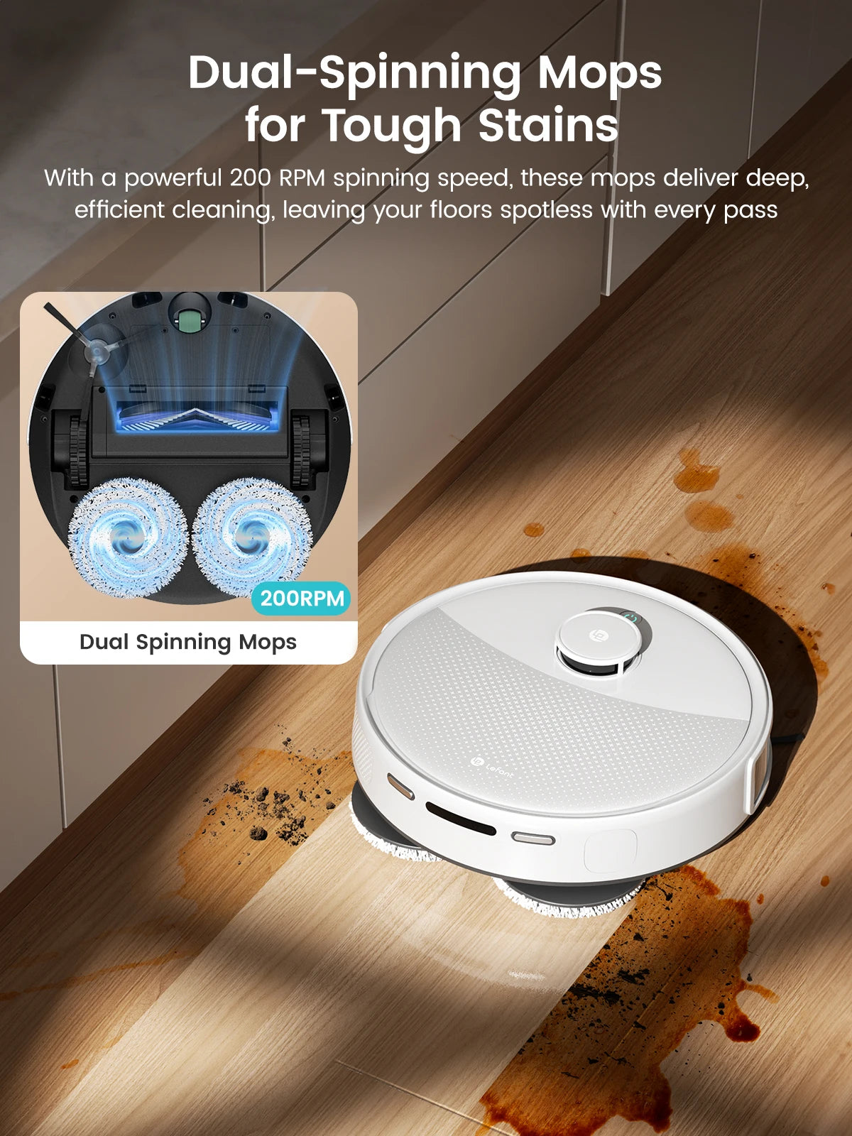 Lefant M3L Robot Vacuum Cleaner and Mop, 10000Pa Suction, 90-Day Self-Emptying, Auto Mop Washing, Obstacle Avoidance, All-in-One for Pet Hair Carpet, 5G WiFi Alexa/APP/iWatch Control, 220 Min Battery, Double Rotary Cloth