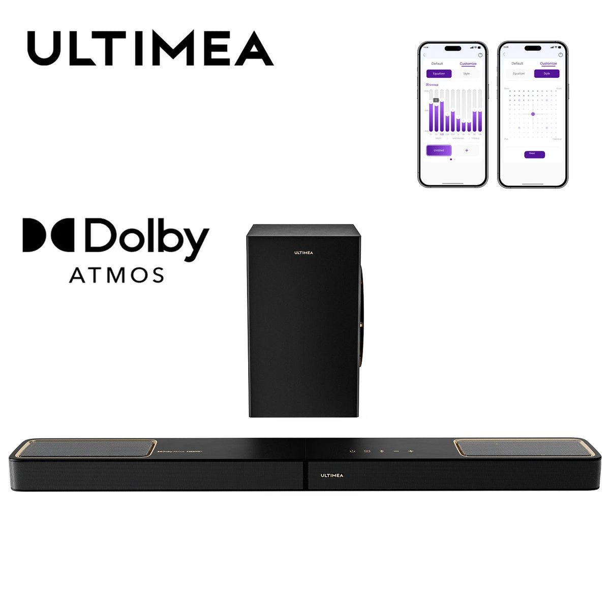 ULTIMEA 3.1.2ch Soundbar with Dolby Atmos & 6.5' Wireless Subwoofer, Immersive Surround Sound for TV, HDMI EARC, Bluetooth 5.4