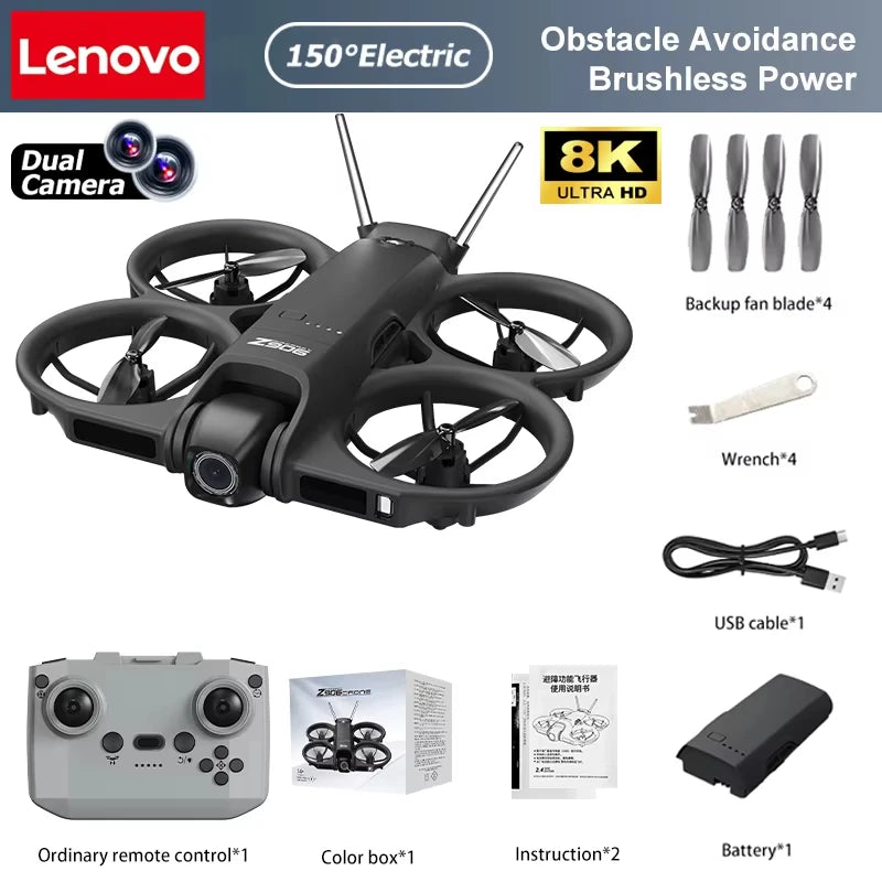 Lenovo New Z906 Mini Drone Big Screen Remote Electric Adjust 8K Camera 3-Side Obstacle Avoidance Brushless Power Folding Drone