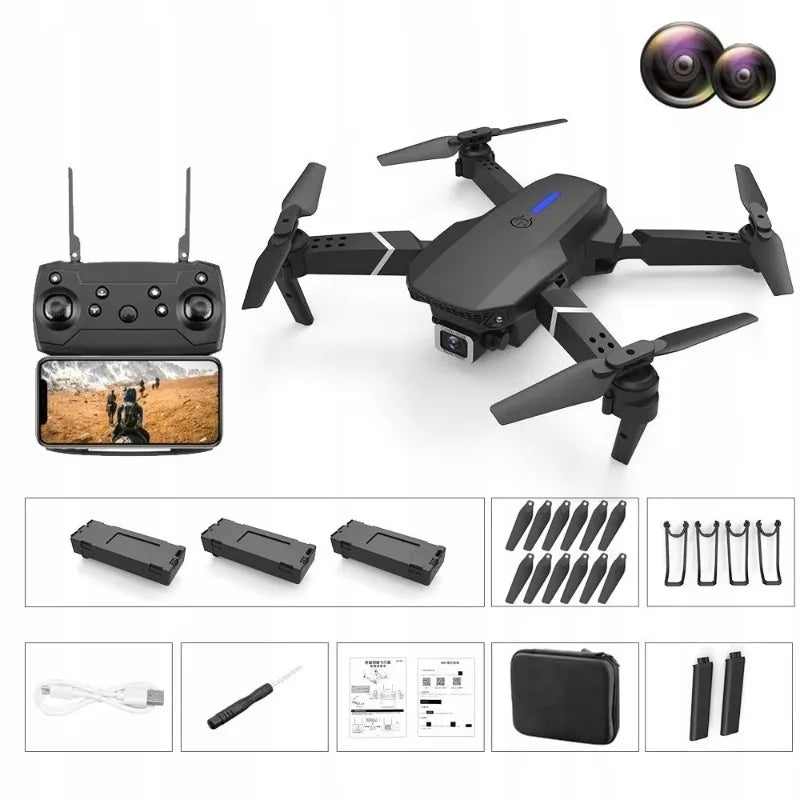 Foldable RC Quadcopter 4K Dual Camera Drone, WiFi FPV Live Video Transmission Drone with One-Key Return Home, Portable Flying Toy, Christmas Holiday Present for Adult & Kid Beginners