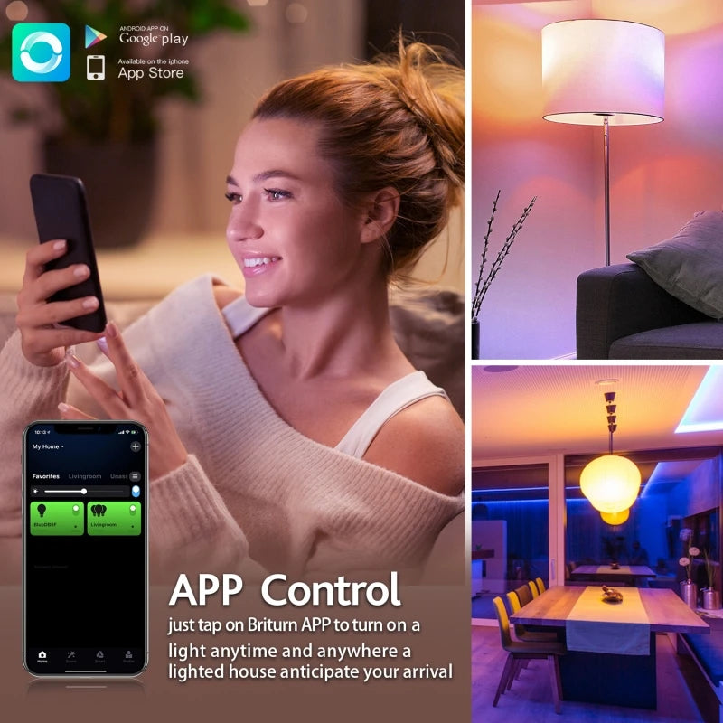 1-12pcs WiFi Smart LED Bulb Bluetooth Light Bulbs AC85-265V Dimmable Spotlight Bulb E27 RGB+CW+WW LED Color Change Lamp For Home