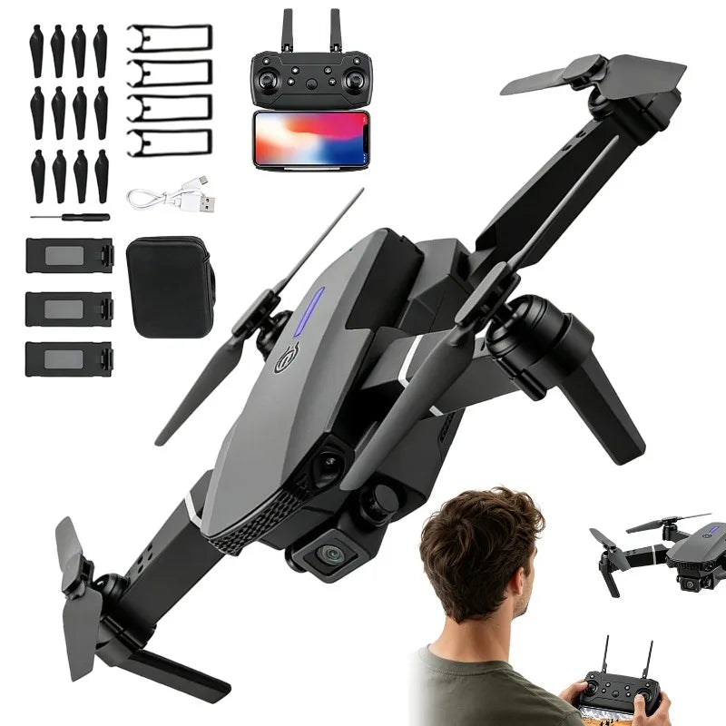 Foldable RC Quadcopter 4K Dual Camera Drone, WiFi FPV Live Video Transmission Drone with One-Key Return Home, Portable Flying Toy, Christmas Holiday Present for Adult & Kid Beginners