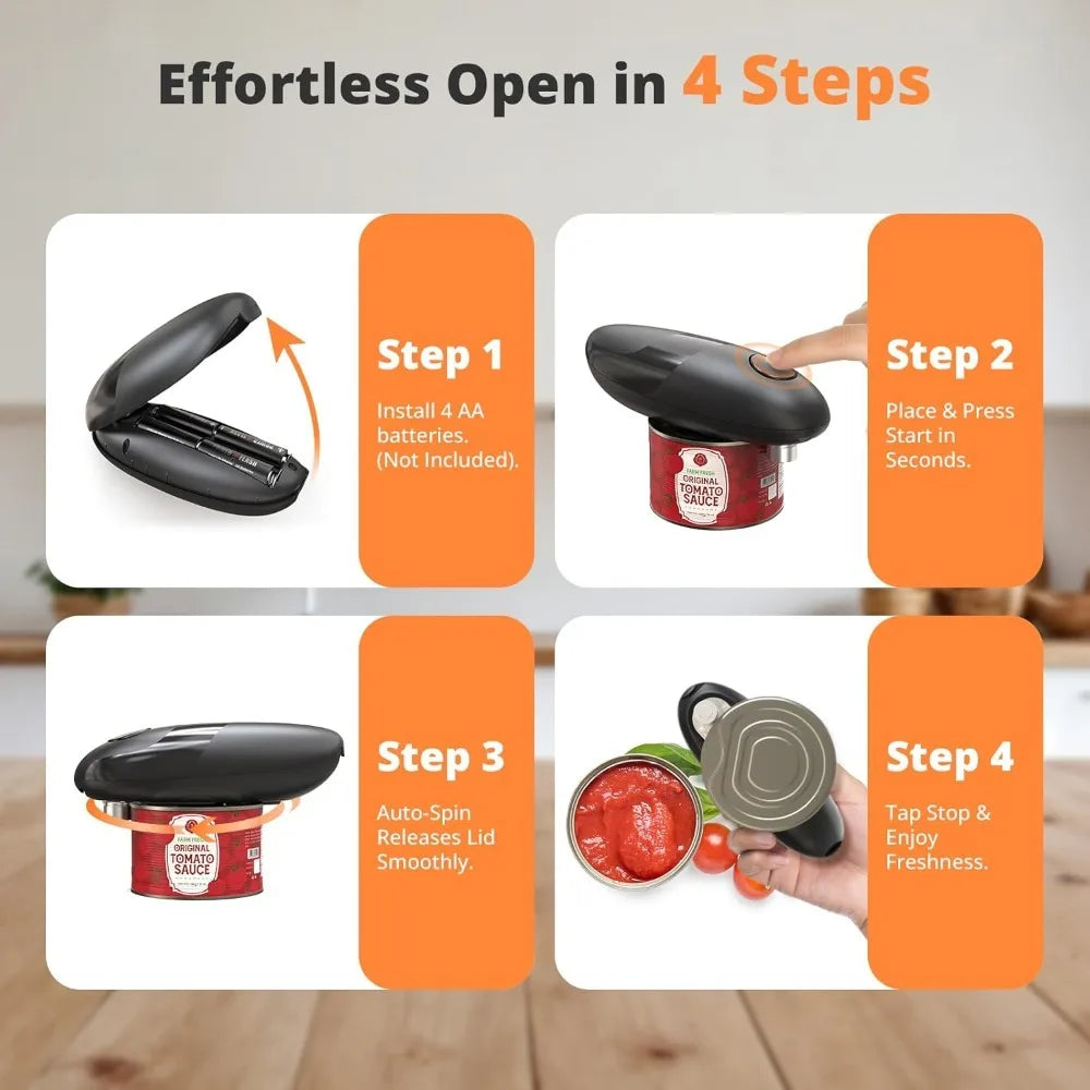 Electric Can Opener, Kitchen Accessories Can Open Almost Any Can, One-touch Automatic Opening, Kitchen Gadget with Smooth Edges